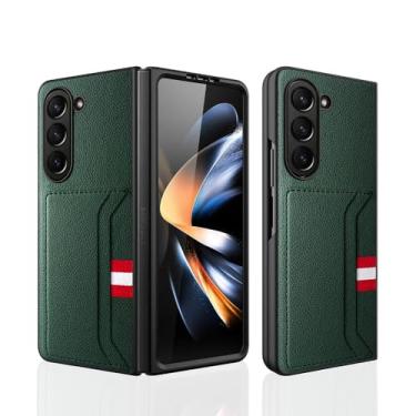 Imagem de Capa de couro com porta-cartões anti-arranhões para Samsung Galaxy Z Fold5 Fold 5 4 Fold4 Fold3 Fold2 Fold 3 2 Bolsa de telefone comercial, Z6, para Z Fold 4