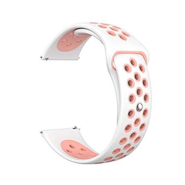 Imagem de Pulseira 20mm Sport LTimports compativel com Galaxy Watch Active 2 44mm - Galaxy Watch Active 1 40mm - Galaxy Watch 3 41mm - Galaxy Watch 42mm - GTS 2/3/4 - BIP 2/3 (Branco com Rosa)