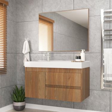 Imagem de Conjunto Gabinete para Banheiro com Espelheira Califórnia 80