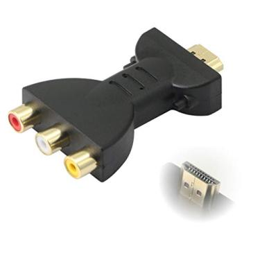 Imagem de YAODHAOD Adaptador HDMI-3RCA HDMI macho para 3 RCA fêmea composto vídeo áudio VA componente adaptador conversor adequado para HDTV DVD e a maioria dos dispositivos projetores LCD (vermelho, branco,