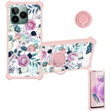 Imagem de jioeuinly Capa para celular Pinwheel Genesis 2 compatível com BLU Bold K10 / Blu G54 [com protetor de tela de vidro temperado][luz refletora colorida] IMDF-HUA3