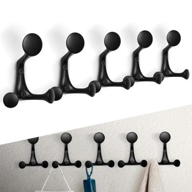 Imagem de SARIHOSY Ganchos de parede para casacos, ganchos de parede, suporte de gancho para hall de entrada resistente, suporte de ganchos de parede de metal para pendurar roupas, chapéus, bolsas, toalhas,