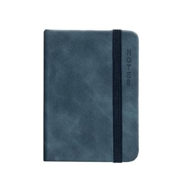 Imagem de Caderno com alça de couro colorido 3 peças-A7, bolso conveniente, caderno portátil para anotações, azul (folhas A7/80)