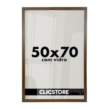 Imagem de Moldura 50x70Cm Com Vidro e Fundo Quadros Retrato Poster Foto (Marrom)