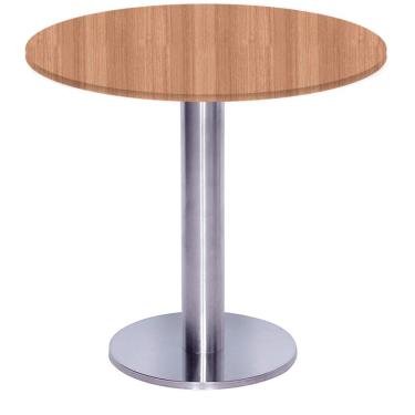 Imagem de Mesa Beta Big Inox 75 cm (Alt) Disco Redondo Tampo MDP Redondo 60 cm (Larg) x 2,50 cm (Alt) Noce Naturalle
