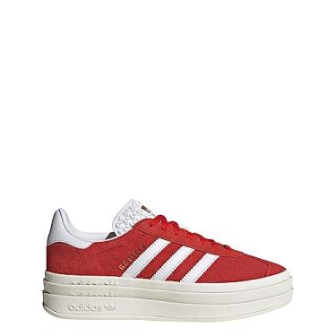 Imagem de adidas Gazelle Bold Shoes feminino, Vermelho/nuvem, branco/dourado metálico, 8.5