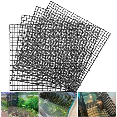 Imagem de Weramics Filtro divisor de aquário ajustável inferior grade de plástico bandeja de isolamento de aquário bandeja de ovo (preto, 4 peças 29 x 29 cm com orifício de 0,35 polegadas)