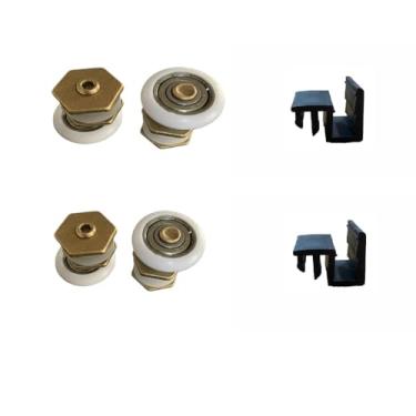 Imagem de Kit com 4 Roldanas Excêntricas e 2 Guias Deslizantes para Box de Vidro de Correr – Nylon Resistente – Cores Variadas – Instalação Fácil