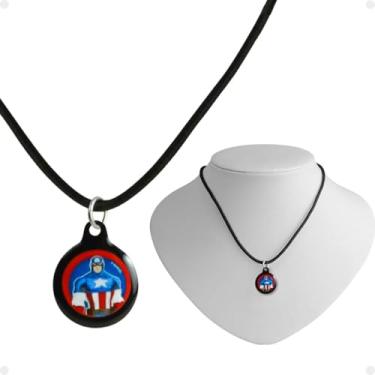 Imagem de Colar Infantil Super-Heróis Ajustável Premium com Pingente de Sonic, Homem de Ferro, Capitão América e Batman - Acessório Divertido e Durável para Crianças a Partir de 5 Anos (CAPITÃO AMÉRICA)