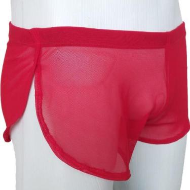 Imagem de Cueca Ultra Fina Com Abertura Lateral Em Tule Vermelho Transparente Cu