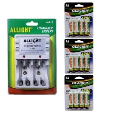 Imagem de Carregador de Pilhas Bivolt, 12 Pilhas AA Recarregáveis