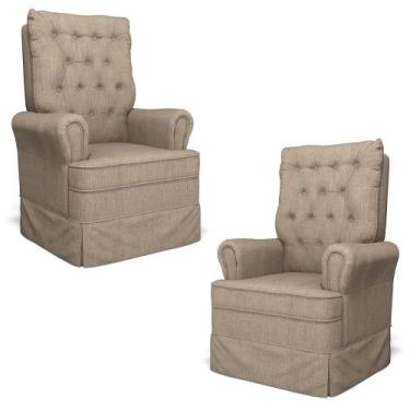Imagem de Kit 02 Poltronas de Amamentação e Descanso Com Balanço Laís G05 Linho 