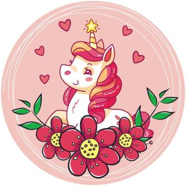 Imagem de Painel Festa Decoração Redondo Sublimado Unicornio Cute 1,50X1,50-IMPA