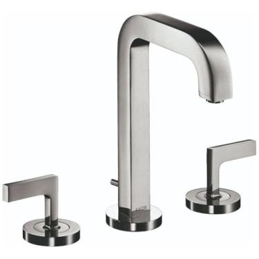 Imagem de AXOR Citterio Torneira de pia de banheiro moderna minimalista polida à mão com 2 manípulos, 3 9 cm de altura, cromada, 39135001