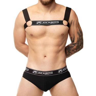 Imagem de Jockstrap Slip + Harness Masculino Preto - Tamanho M - Jock Boys