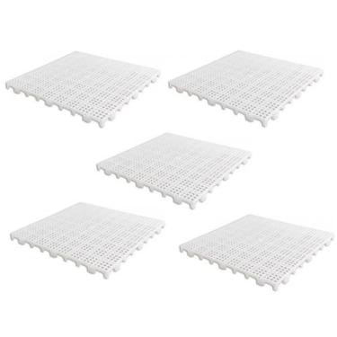 Imagem de Piso Plástico Branco 50x50 - kit 05 peças - D'zainer