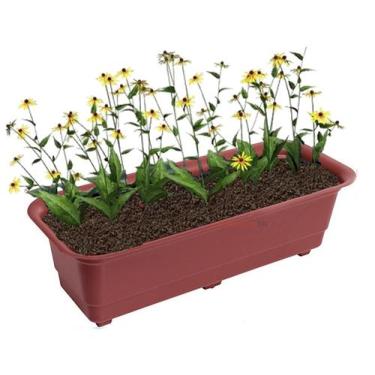 Imagem de Jardineira Floreira Vaso Retangular 39cm Para Planta Flor Jardim Marro