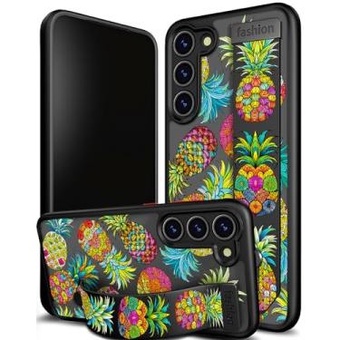 Imagem de Cisland Capa compatível com Samsung Galaxy S24 fofa com alça de suporte, protetor de silicone de designer para mulheres, meninas, abacaxis, frutas, estampa artística