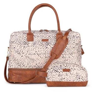 Imagem de MyMealivos Bolsa de lona para fim de semana, bolsa de mão para viagem noturna com bolsa para sapatos, Mancha de chita, One_Size, {{#WF_x:li>