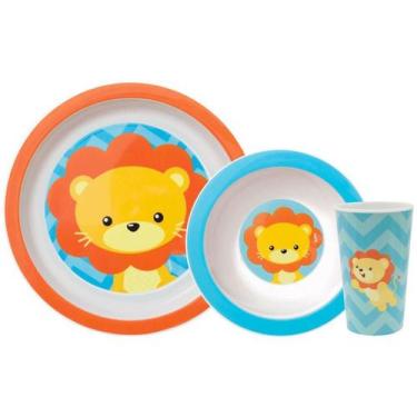 Imagem de Kit Refeição Infantil Buba Animal Fun Leão  - 10734 3 Peças