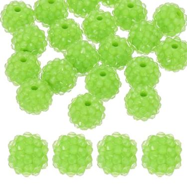 Imagem de PATIKIL Contas de strass de resina de 14 mm para caneta com contas, pacote com 20 bolas de discoteca brilhantes redondas focais contas de chiclete para fazer joias, artesanato, colar, pulseiras de