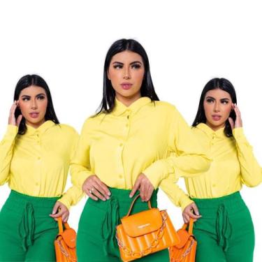 Imagem de Kit 3 Camisa Social Feminina Confortável Perfeita Para Qualquer Ocasiã