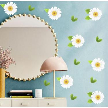 Imagem de Adesivo de Parede Margaridas Flores Decoração Quarto Sala - Adesivos K