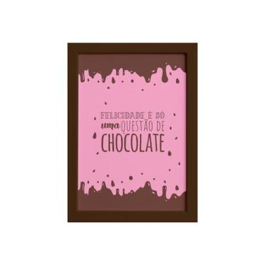 Imagem de Quadro Cozinha Chocolate Felicidade Moldura Marrom 22x32cm - Quartinho