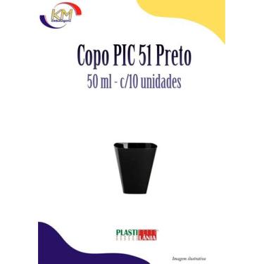 Imagem de Copo PIC 51 Preto 50 ml c/10 unid. - Plastilânia - mousse, sobremesa, 