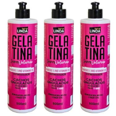 Imagem de Kit 3x Gelatina Capilar Super Volumão 500ml Cachos Ondulados - Sallon 