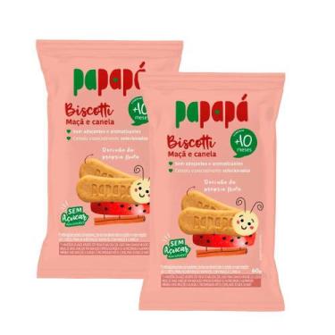 Imagem de Kit 2 Biscotti Papapá 10+ Meses Sabor Maçã e Canela 60g