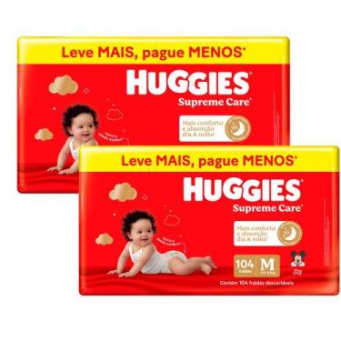 Imagem de Kit 2 Fralda Huggies Supreme Care Tamanho M 104 Unidades Descartáveis