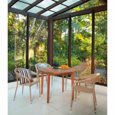 Imagem de Mesa Mestra Ipanema Ø 120 cm em Madeira Mestra Móveis, Stain Nogueira