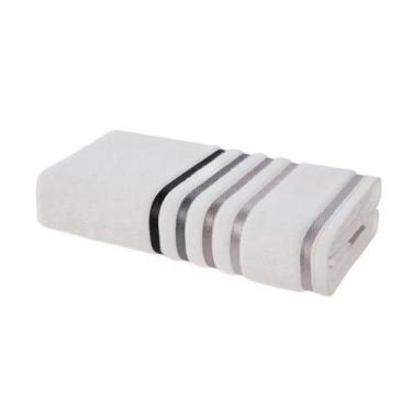 Imagem de Toalha de Rosto Lumina Fio Penteado Karsten 48x80CM, BRANCO/CINZA
