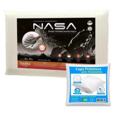 Imagem de Travesseiro Nasa Antialérgico Original Duoflex Confortável + Capa Prot