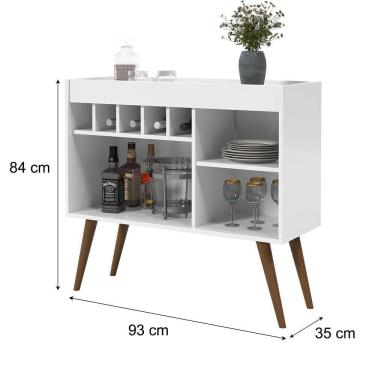 Imagem de Aparador Buffet Adega Sala New Odin Pés De Madeira Branco