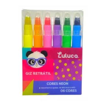 Imagem de Estojo GIZ de Cera Luluca Retratil 6 Cores Neon - Skypaper
