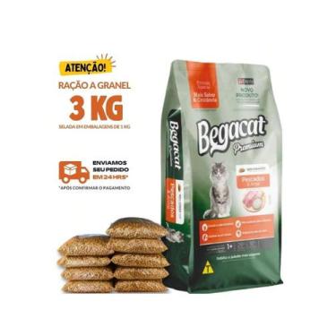 Imagem de Kit 3 KG Ração Para Gato Granel Begacat Pescados e Arroz - Danês