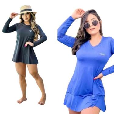 Imagem de Kit 2 Saídas de Praia Vestido feminino proteção solar UV 50+ FPS - For