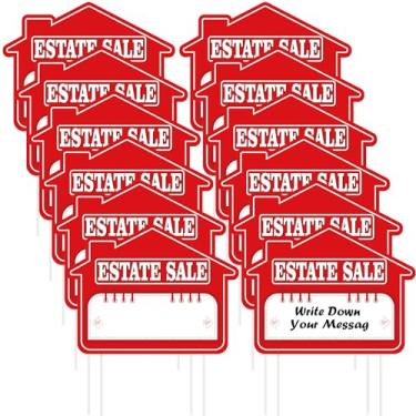 Imagem de Thyle 12 peças de jardim garagem casa casa proprietário de casa aluguel mudança venda sinais com estacas 40,6 cm x 30,5 cm sinal de plástico de alta visibilidade à prova de intempéries materiais de