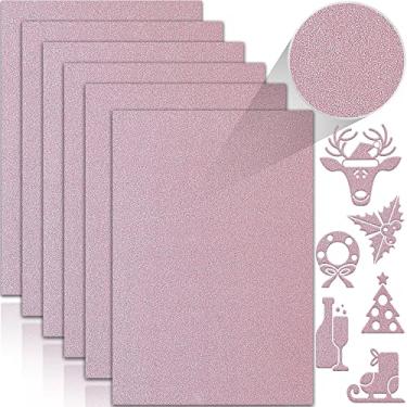 Imagem de Twavang 24 folhas de papel com glitter, cartolina com glitter para circo, papel brilhante premium para álbuns de recortes, projetos DIY, decoração de festa, embalagem de caixa de presente (rosa, 250 g)