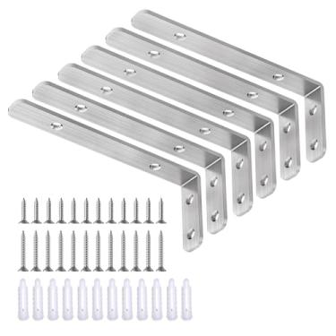 Imagem de LSK Suporte Em L, Suporte De Canto De Aço Inoxidável Para Serviços Pesados, Suporte De Prateleira De 5"×2"(125×50 Mm), Carga Máxima: 42 Lb, Suporte De Ângulo De Junta Para Placa De Madeira, Pacote Com