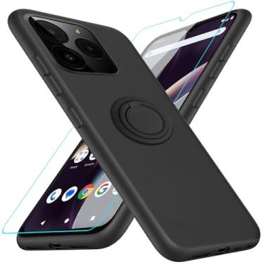 Imagem de Capa para celular BLU G54 BLU Bold K10 com protetor de tela de vidro, suporte de anel giratório de 360° Suporte/suporte de silicone TPU Slim Fit Capa protetora para BLU Bold K10 K0110WW /BLU G54 -