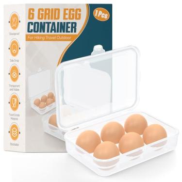 Imagem de ZPU Suporte de ovos para acampamento, 1 recipiente para ovos de 6 grades, transportador de ovos de plástico para acampamento, piquenique, viagem, geladeira ao ar livre, cozinha, estojo protetor de