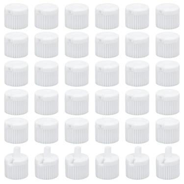 Imagem de OLYCRAFT 36 peças de tampas de plástico branco com tampa de garrafa flip top, tampas de garrafa de plástico reutilizáveis, tampas de substituição para xampu, controle de hidratante, tampas de fluxo de