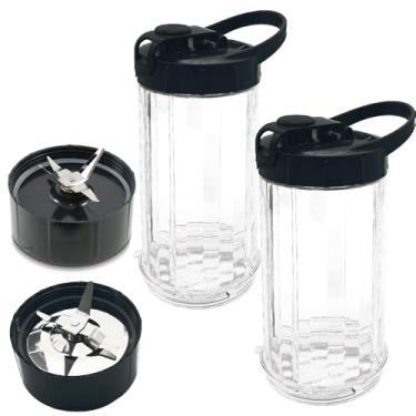 Imagem de Pote para liquidificador, pacote com 2 – Frasco de vidro com tampa e canudo, pote de liquidificador de alta velocidade para smoothies, sucos, milkshakes