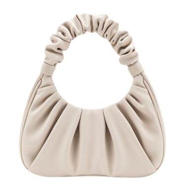 Imagem de Bolsa Baguete Franzida Ombro Festa Casamento Resistente - Alwy, Offwhi