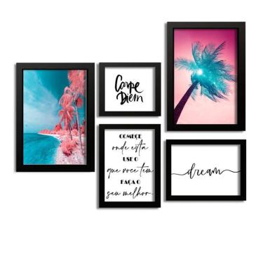Imagem de Kit 5 Quadros Decorativos Com Moldura Carpe Diem