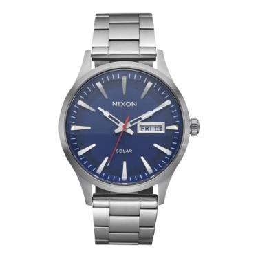 Imagem de NIXON Sentry Solar A1346 - Navy Sunray/Silver - 100m Water Resistant Stainless Steel Solar Powered Analog Watch (40 mm Watch Face, 20-18 mm Custom Tapered Stainless Steel Band)