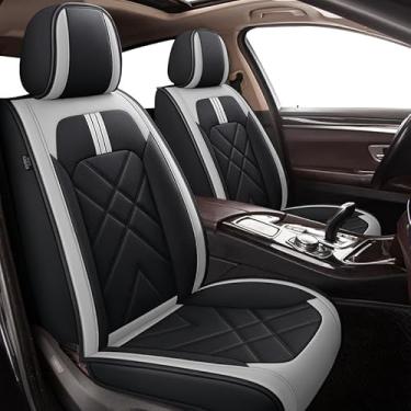 Imagem de TTX LIGHTING Capas de assento de carro adequadas para Kia Forte 2010-2024 2025 - Protetor completo de couro respirável à prova d'água 5 assentos (preto e cinza claro)
